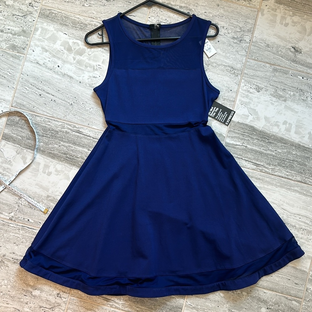 Express Navy Fit and Flare dress